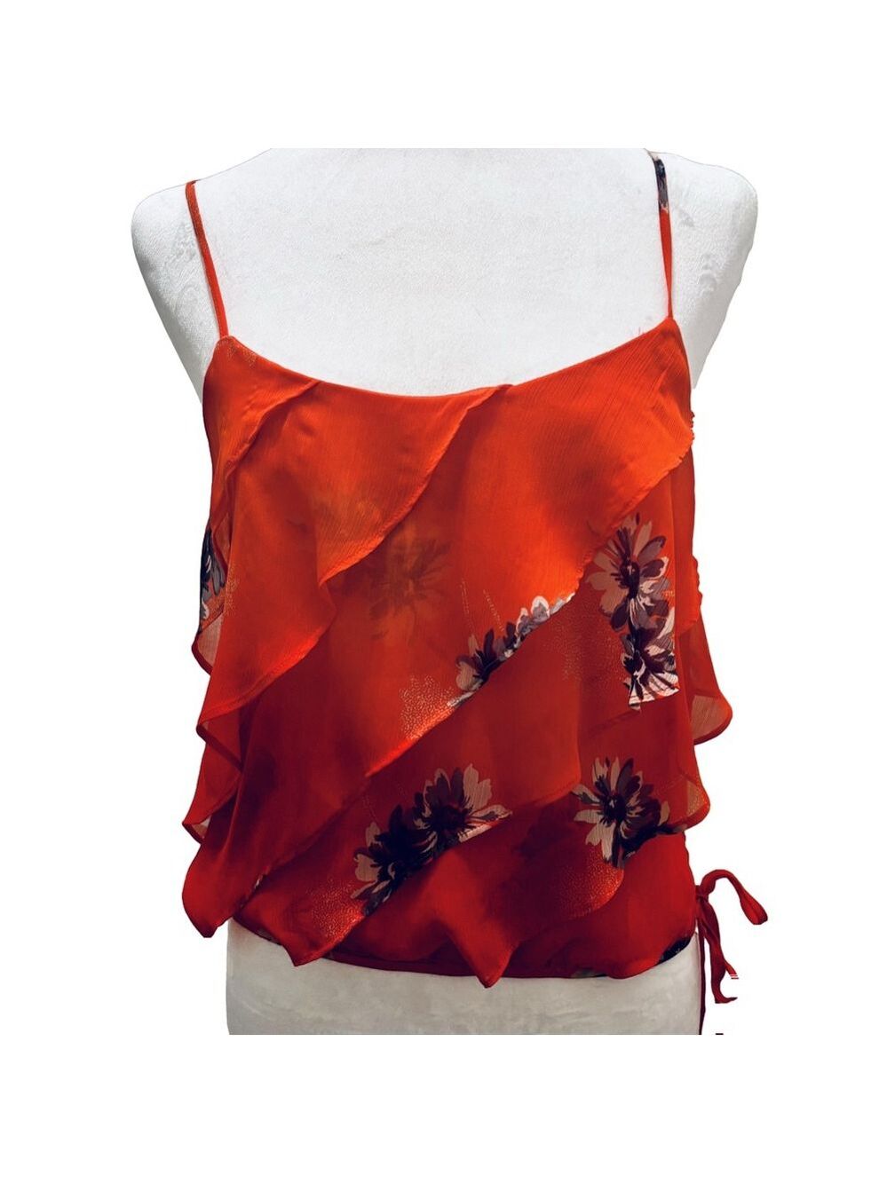 American Eagle Outfitters Orange Floral Tank Top